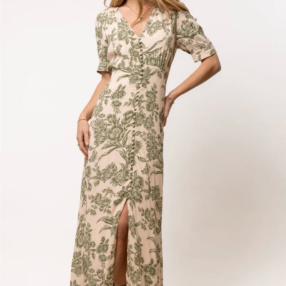 Bohme LIA FLORAL MIDI DRESS IN SAGE